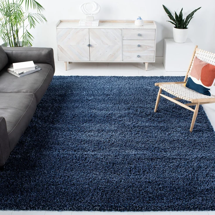 SAFAVIEH Zottelig Teppich für Wohnzimmer, Esszimmer, Schlafzimmer - California Shag Collection, Hoher Flor, Marine, 201 X 290 cm