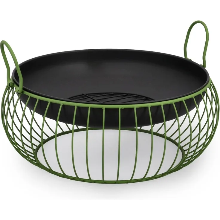 Feuerschale Maylis aus hitzebeständigem Stahl, modern, schwarz-grün, Ø 57 cm, pulverbeschichtet