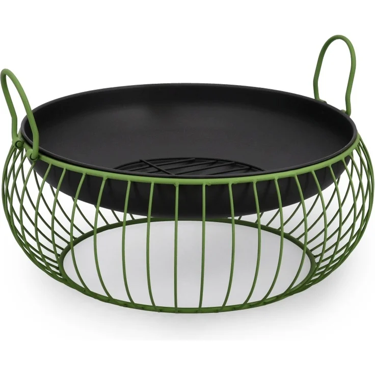 Feuerschale Maylis aus hitzebeständigem Stahl, modern, schwarz-grün, Ø 57 cm, pulverbeschichtet