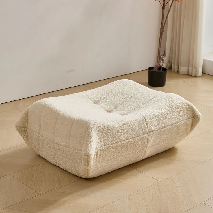 Loungesofa aus Teddy-Vlies mit hochdichter Schaumstoff-Polsterung, ergonomisch, Beige – Bild 8