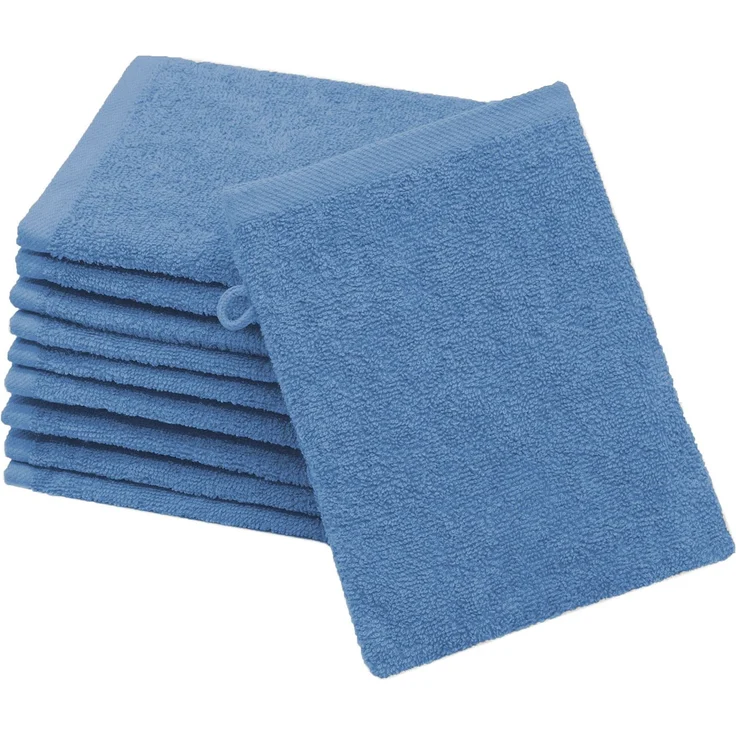 ZOLLNER 10er Set Waschlappen aus Baumwolle, 16x21 cm, blau – Bild 1