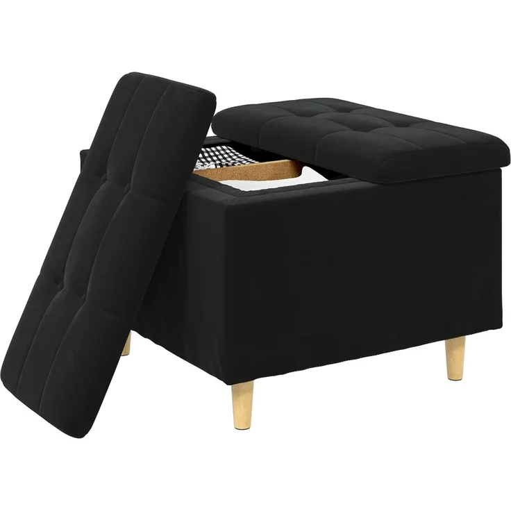 vidaXL Ottoman mit Stauraum Schwarz 60 x 60 x 45 cm Samt 876829 – Bild 3