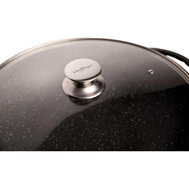 WOK Wokpfanne Woktopf Silikongriffe Induktion 36cm Aluguss mit Deckel Bratpfanne Marmorbeschichtung – Bild 4