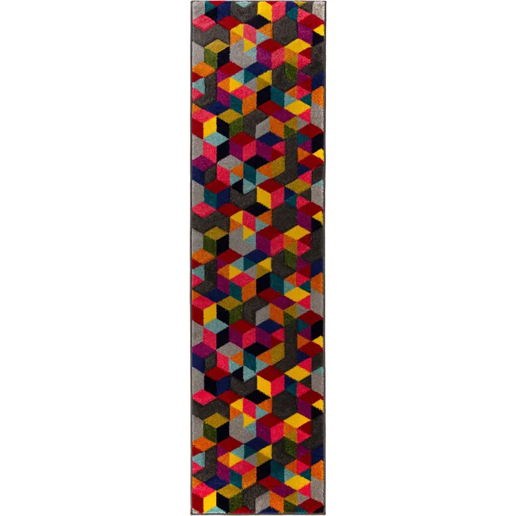 Kadima Design Vielseitiger Wohnzimmer-Teppich "Meon Tom", Farbenfrohes Design. 66x230 cm