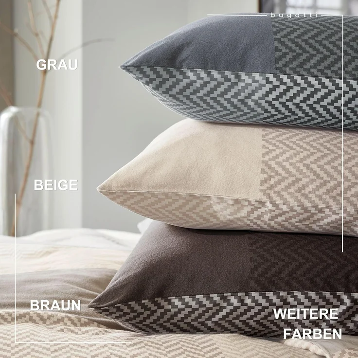 IBENA Bettwäsche BUGATTI Flanell BL 155x220 cm grau Bettbezug Bettzeug – Bild 7