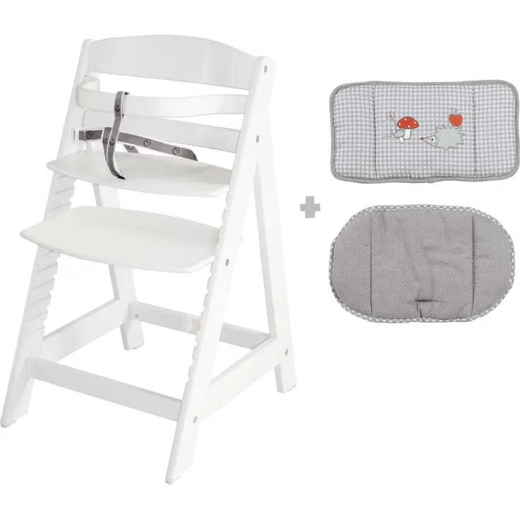 roba Treppenhochstuhl 'Sit Up III' - mitwachsend - inkl. Sitzverkleinerer 'Adam & Eule' - Weiß