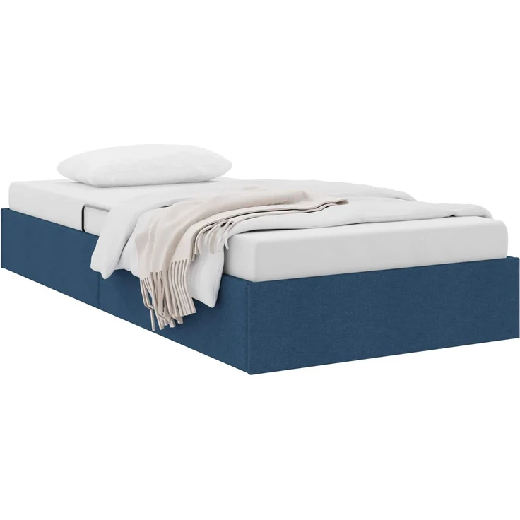 vidaXL Ottoman Bettgestell mit Speicher Blau 100 x 200 cm Stoff 3442807 – Bild 3