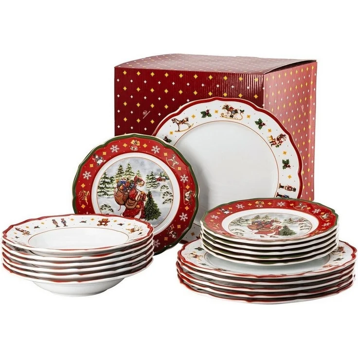 Hutschenreuther Teller-Set Happy Wintertime Red Set 18-tlg. (18-tlg), Porzellan, Spülmaschinengeeignet – Bild 2