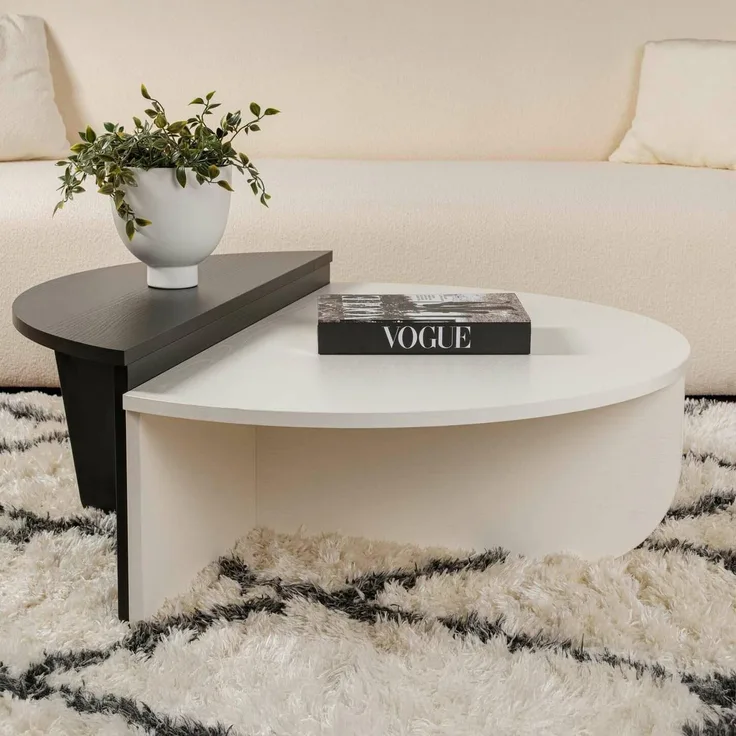Dmora Couchtisch Feglino 90 x 60 x 35 cm Weiß Fantasieform