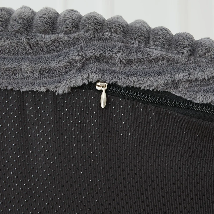 Rundes Loungesofa aus Cord, Einzelsitz Sitzsack Liegestuhl mit 3 Kissen, 2 Getränkehaltern, Seitenaufbewahrung, Rutschfest, Bequemes Relaxsofa für Wohnzimmer Schlafzimmer--Herde--146x29x32cm--YOUDENOVA – Bild 2