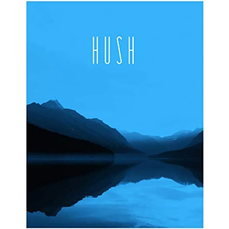 Komar Wandbild Word Lake Hush Blue, Kunstdruck mit seidenmatter Oberfläche, 40 x 50 cm, fotorealistischer Druck, ohne Rahmen