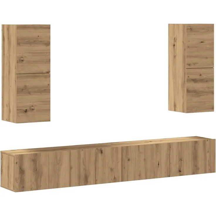 vidaXL 4-tlg. TV-Schrank-Set Wandmontage Artisan-Eiche Holzwerkstoff 3329018