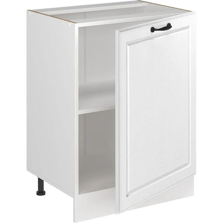 Küchenunterschrank R-Line Weiß Landhaus/Weiß 60 cm mit 1 Tür Arbeitsplatte Marmor Vicco – Bild 3