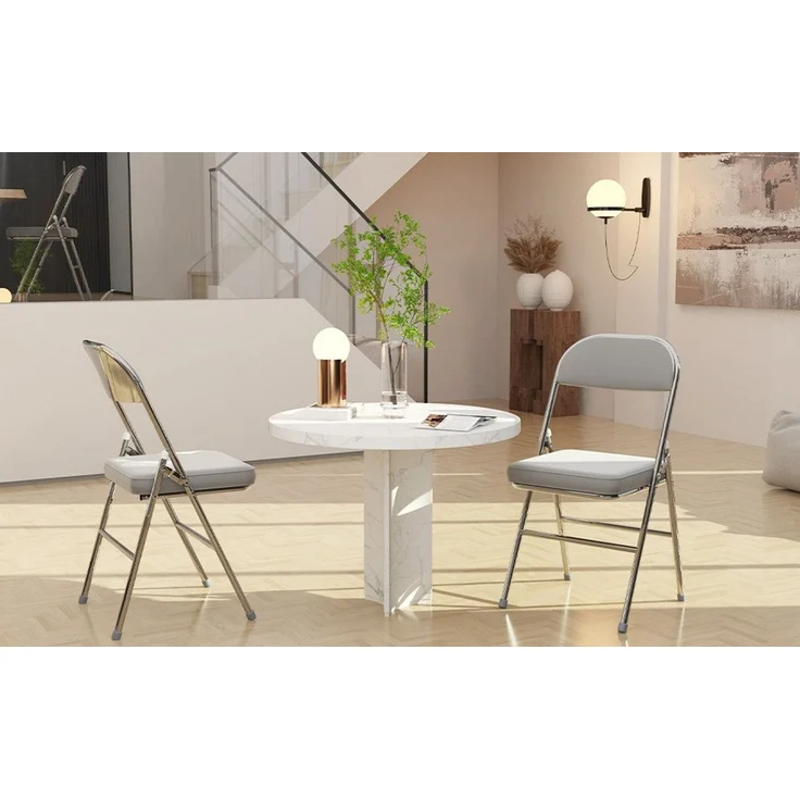 JEOBEST Klappstuhl Kunstleder Stuhl, (Set, 2/4 St)Klappbar, gepolstert, Metallgestell, bis 120 kg belastbar – Bild 4