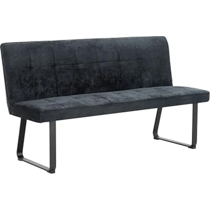 byLIVING Bank Talea / Moderne Sitzbank mit einem Webstoff-Bezug in hellgrau / Metall Gestell schwarz pulverbeschichtet / Bank mit Rückenlehne / B 160, H 92, T 59 cm – Bild 1