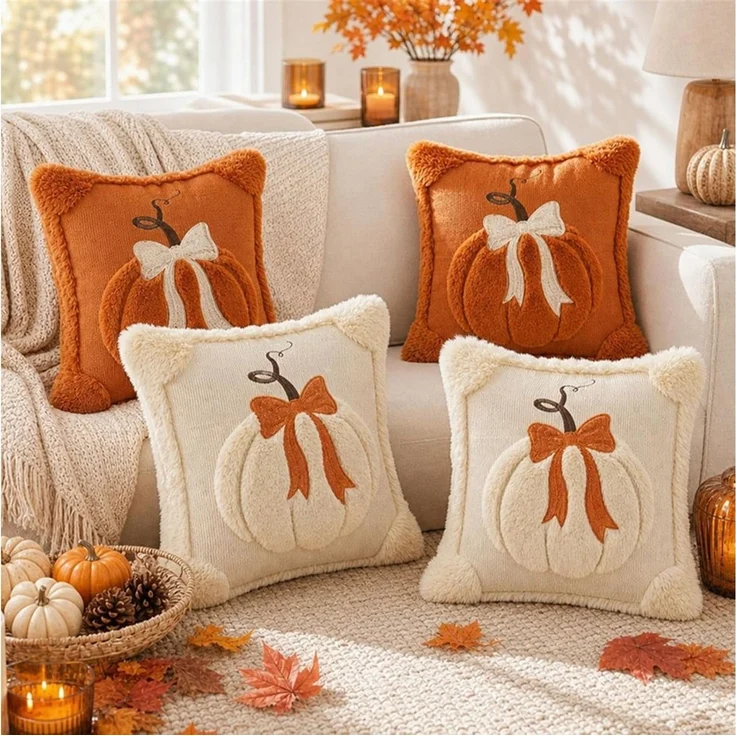 Diwzbyn Kissenbezug 1/2-teiliges Herbst-Kissenbezug-Set, Kürbis-Motiv-Kissenbezüge, (2 Stück), dekorative Kissenhüllen, geeignet für Halloween, Thanksgiving usw – Bild 4