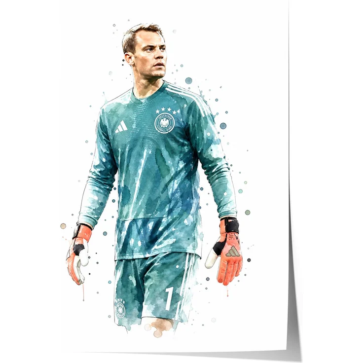 Deutschland Fussball Poster · Geschenkidee · Aquarell Sport Wandbild · Deko Print ohne Rahmen - 30x40cm