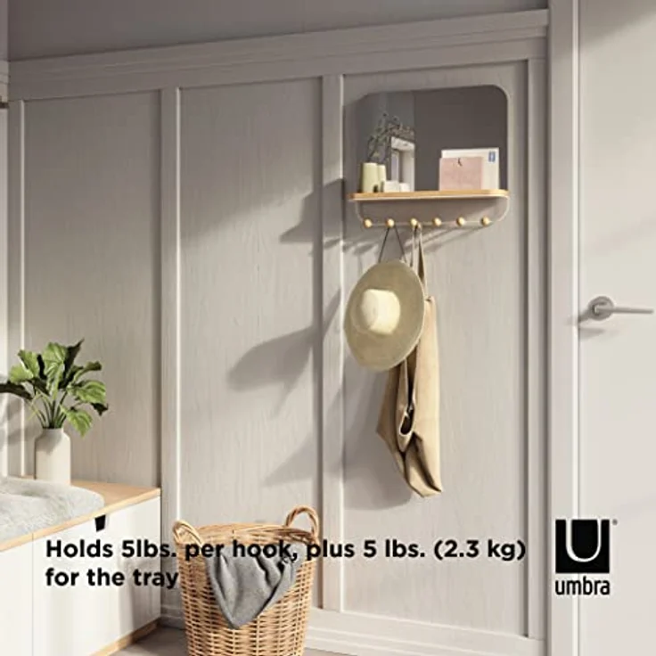 Umbra Wandspiegel Estique mit Ablage und 6 Haken, Spiegel, Weiß, 1018031-660 – Bild 7