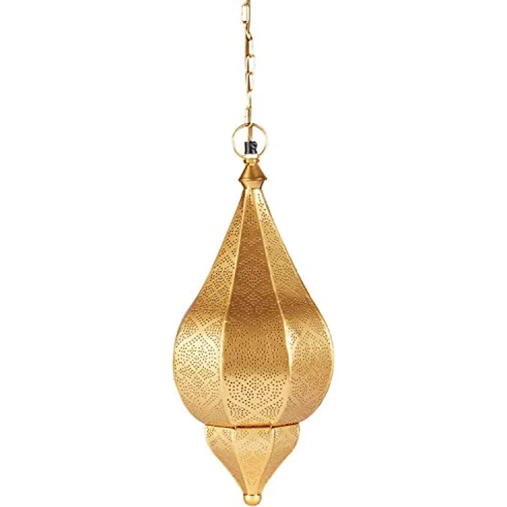Marrakesch Orient & Mediterran Interior Pendelleuchte Kihana, handgefertigte Hängelampe aus Metall in Gold, 40 cm, E14-Fassung, einzigartiges orientalisches Design – Bild 2