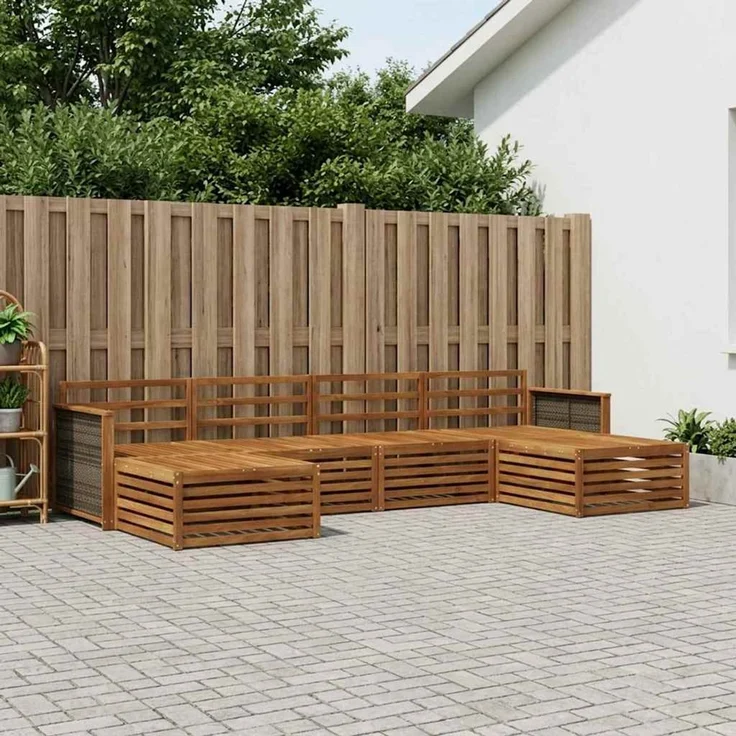 vidaXL Outdoor-Sofagarnitur 6 stk. 4-Sitzer Natur Massivholz Akazie 3383677 – Bild 1