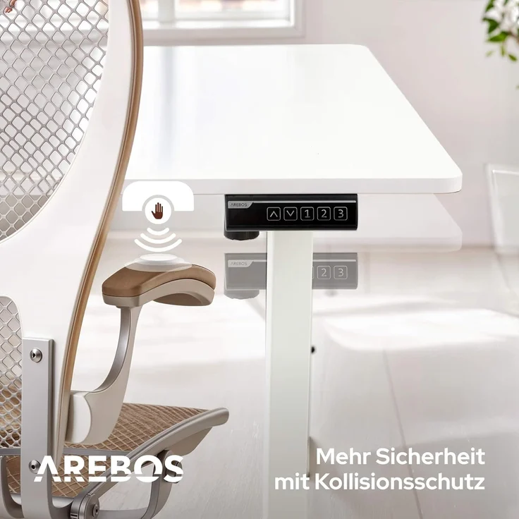Arebos Schreibtisch Computer-Bürotisch 160 x 80 cm, elektrisch Memory-Funktion, 72-118 cm höhenverstellbar, Hebekapazität: 70 kg – Bild 6