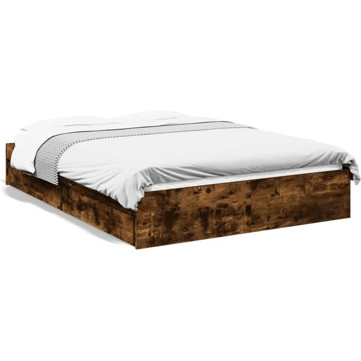 vidaXL Bettgestell mit Schubladen Räuchereiche 120x190cm Holzwerkstoff 3280703 – Bild 2