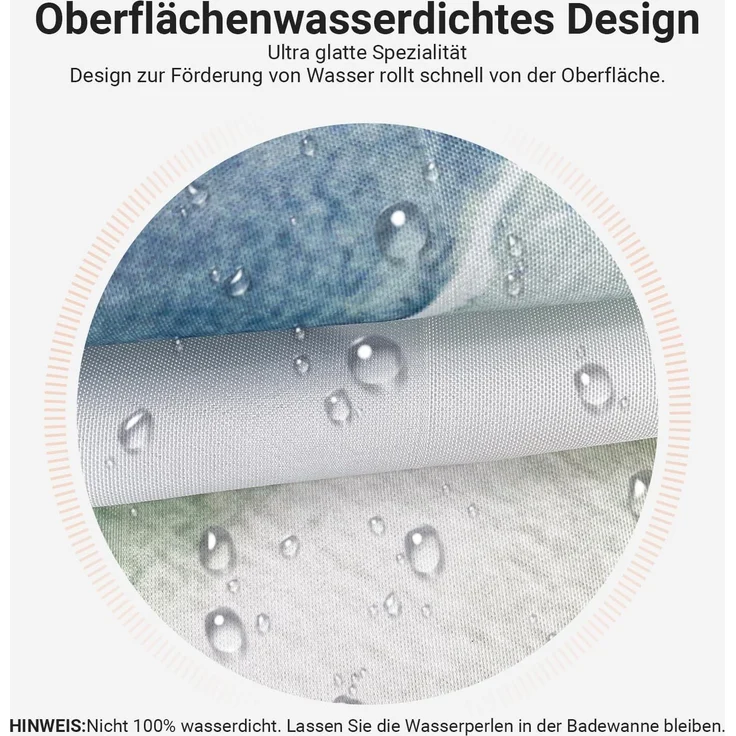Duschvorhang 180x180cm Blattmuster Wasserdicht Waschbar 12 Ösen Badezimmer – Bild 2