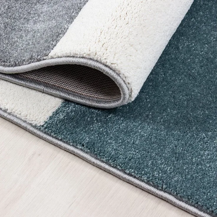 Carpettex Frisé-Teppich Kariert Design, Rechteckig, Höhe: 13 mm, Designer Wohnzimmer Teppich Kurzflor handgearbeiteter Konturenschnitt