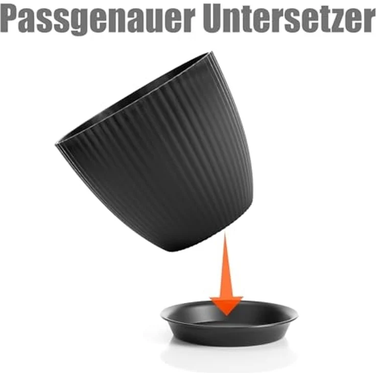 BigDean 8er Blumentopf Set Pflanzentopf mit Untersetzer Anthrazit – Bild 4