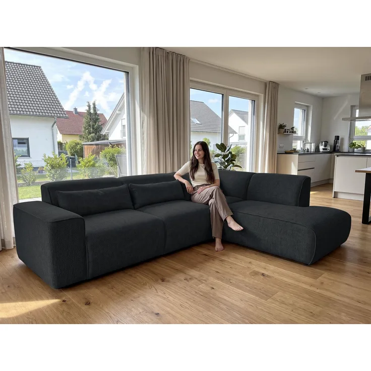 AX LIVING Wohnlandschaft mit Schlaffunktion Ruyam Ecksofa Schwarz R
