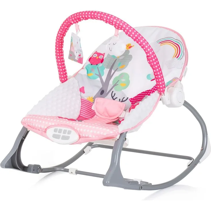 Chipolino Babywippe Melody 2 in 1 Gurt Musik Vibration Spieluhr Schaukelfunktion pink