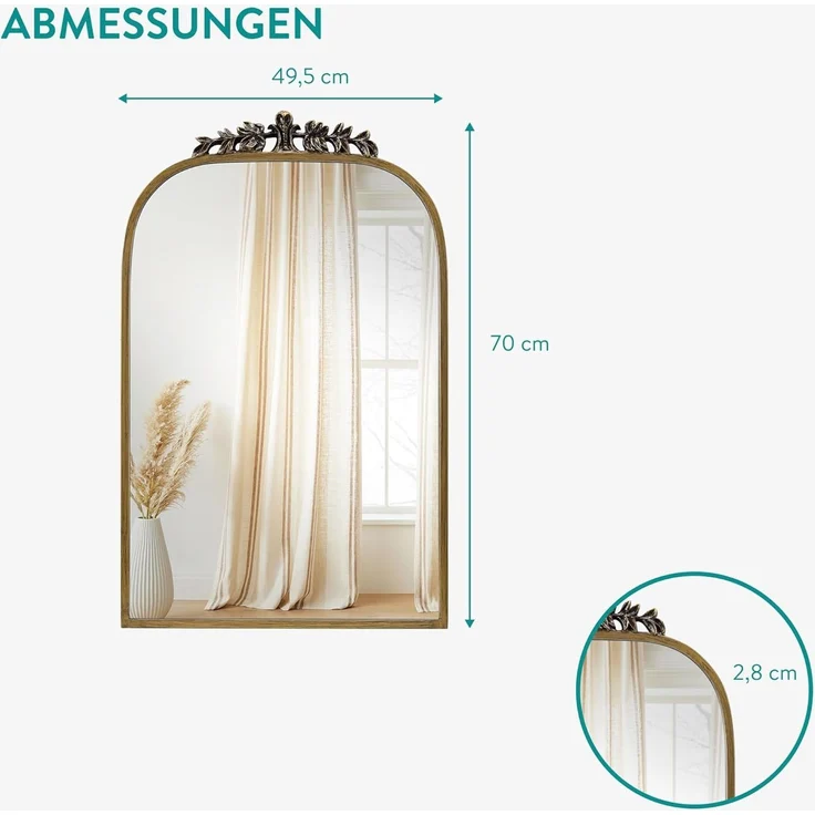 Navaris Wandspiegel Antiker Spiegel - Hochwertiger Wandspiegel gold mit Vintage-Flair (1-St) – Bild 5