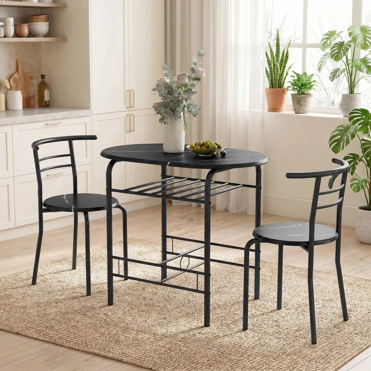 HOMCOM Essgruppe, MDF, Metall, Schwarz, 80L x 52B x 76H cm – Bild 7