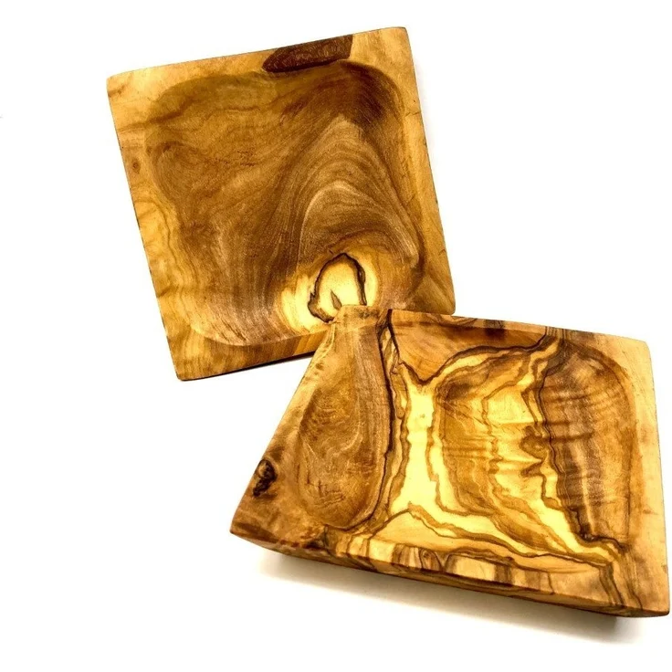Olivenholz-erleben Servierschale Knabberschale ECKIG (ca. 13 x 13 cm) aus Olivenholz, (1-tlg), handgefertigt, schöne Maserung – Bild 3