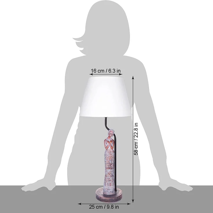 BRUBAKER Nachttischlampe Tischleuchte Afrikanische Frau in Kupfer-Optik, ohne Leuchtmittel, Motiv Lampe mit Keramikfuß, Höhe 58 cm – Bild 8