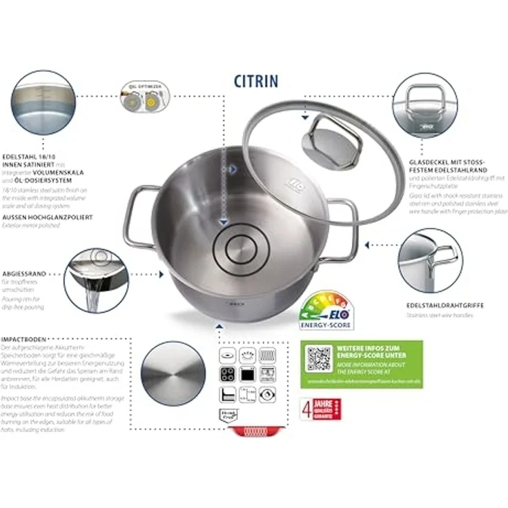 Elo Fleischtopf Citrin, Edelstahl 18/8 (1-tlg), Induktion – Bild 2