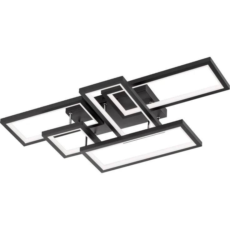 WOFI Leuchten 'VISO' LED-Deckenleuchte, Metall schwarz, 99 x 17 x 53 cm, 3-Stufen dimmbar