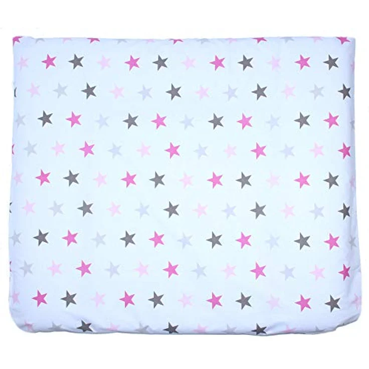 Wickelauflagenbezug - Wickelauflage -75x85 cm- Bezug für Wickelauflage Baumwolle (Star - ROSA, Nur Bezug) – Bild 3