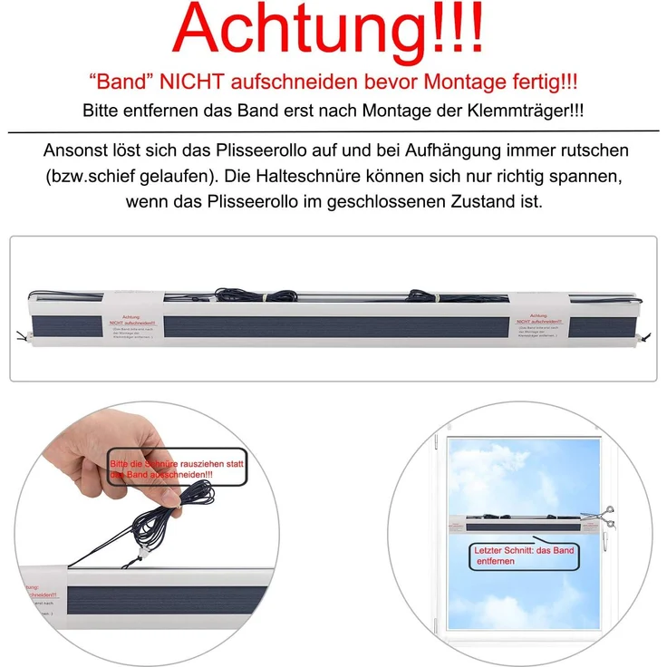 WOLTU Wabenplissee ohne Bohren Verdunklung Thermo Doppelplissee Klemmfix Zweifarbig 60x130 cm Blau-Weiß, Plissee Faltrollo Sonnen-, Sicht- & Schallschutz, Jalousie Plisseerollo für Fenster & Tür – Bild 8