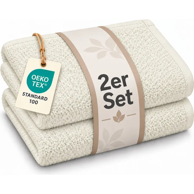 Exklusiv Heimtextil 2x Seiftuch Frottier 500 g/m² 30 x30 cm Naturweiß