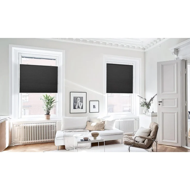 bobodeco Plissee ohne Bohren Klemmfix Faltrollo Jalousie Schwarz 80x130 cm (BxH), Plisseerollo Sichtschutz und Sonnenschutz Blickdicht Easyfix lichtdurchlässig Rollo für Fenster & Tür – Bild 8