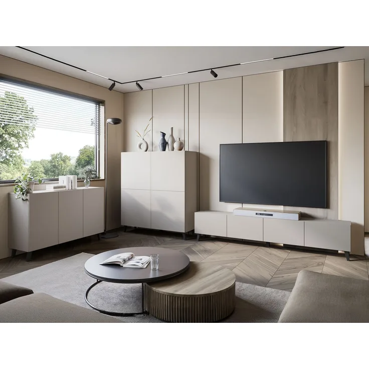 Wohnzimmer-Set Parsea II (Farbe: Cashmerebeige)