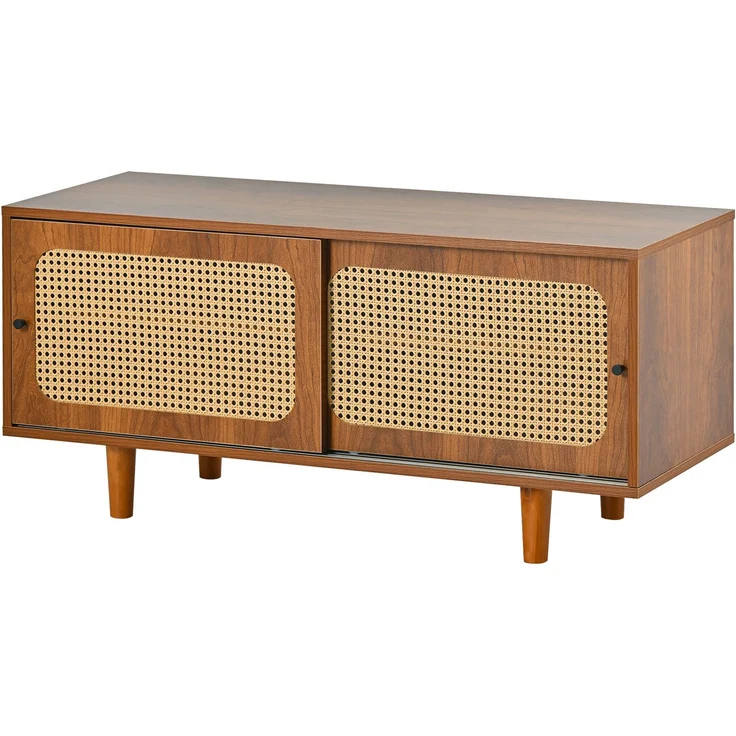 Rattan-Sideboard-Set für Wohnzimmer - Kombination aus Rattan-Kommode und Schuhschrank, Walnussfarben – Bild 10