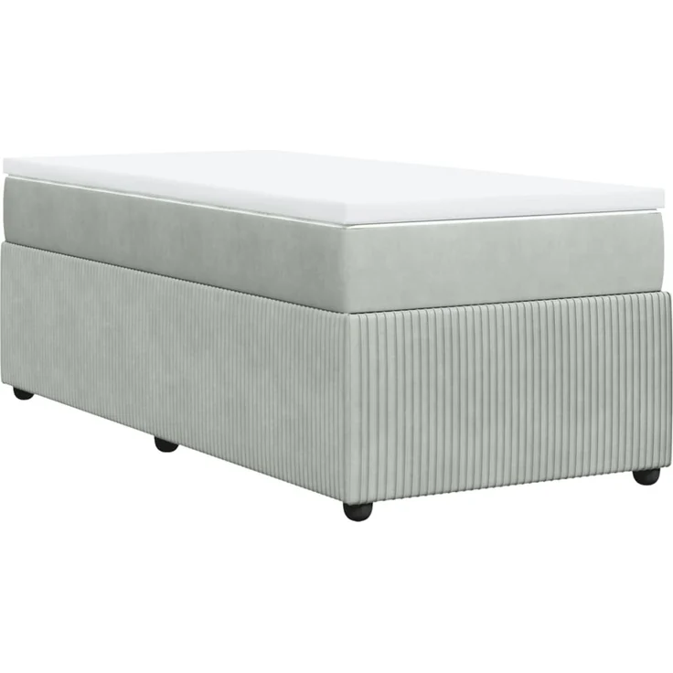 vidaXL Boxspringbett mit Matratze Hellgrau 90x200 cm Samt 3285614 – Bild 9