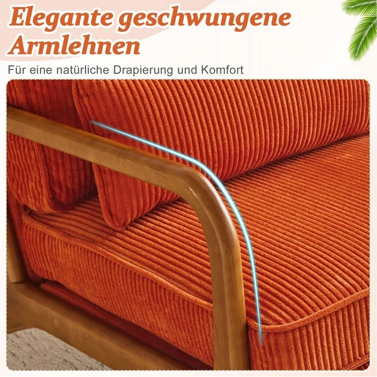 VINGLI Cocktailsessel, Moderner loungesessel, Sessel mit Massivholz, Lesesessel, bis 200 kg belastbar, Cord-Stoff – Bild 4