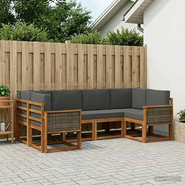 vidaXL Outdoor-Sofagarnitur 6 stk. 6-Sitzer Natur und Anthrazit 3385488 – Bild 1