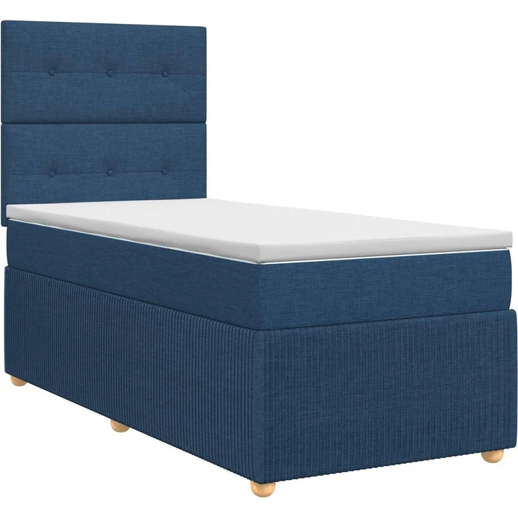 vidaXL Boxspringbett mit Matratze mit Kopfteil Blau 100 x 200 cm Stoff 3454332 – Bild 2