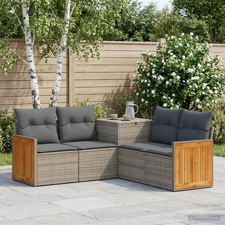 vidaXL Sofa Set 5 stk. Grau und Dunkelgrau Polyrattan und Stahl 3447964