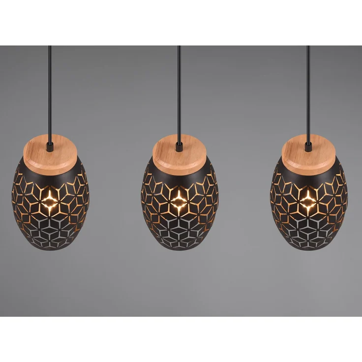 Trio Leuchten Pendelleuchte Bidar 3xE27, schwarz, gold – Bild 7