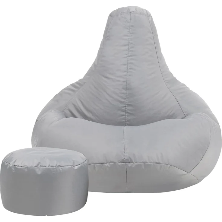 Bean Bag Bazaar Gaming Sitzsack „Recliner“, Gamer Sitzsack für Erwachsene und Kinder, Indoor Outdoor Sitzsack Sessel Gaming mit Füllung (Sitzsack + Hocker, Grau) – Bild 5